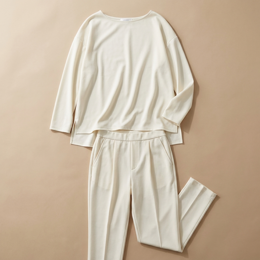 LuminaEase™ – Relaxed Boat-Neck Top & Tapered Pant Set