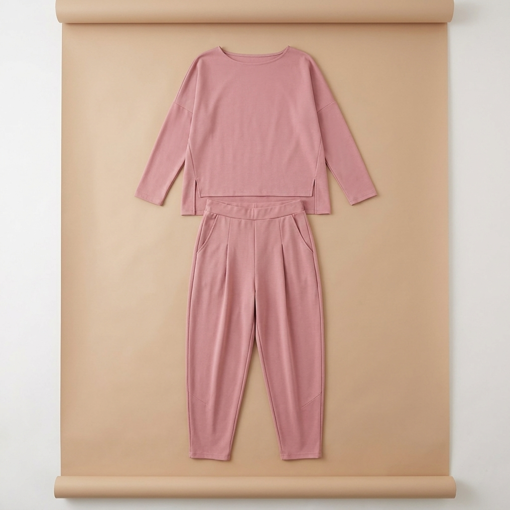 LuminaEase™ – Relaxed Boat-Neck Top & Tapered Pant Set