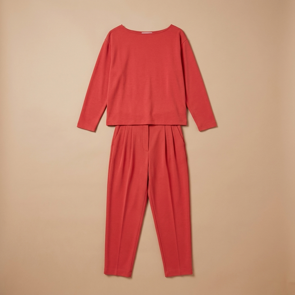LuminaEase™ – Relaxed Boat-Neck Top & Tapered Pant Set