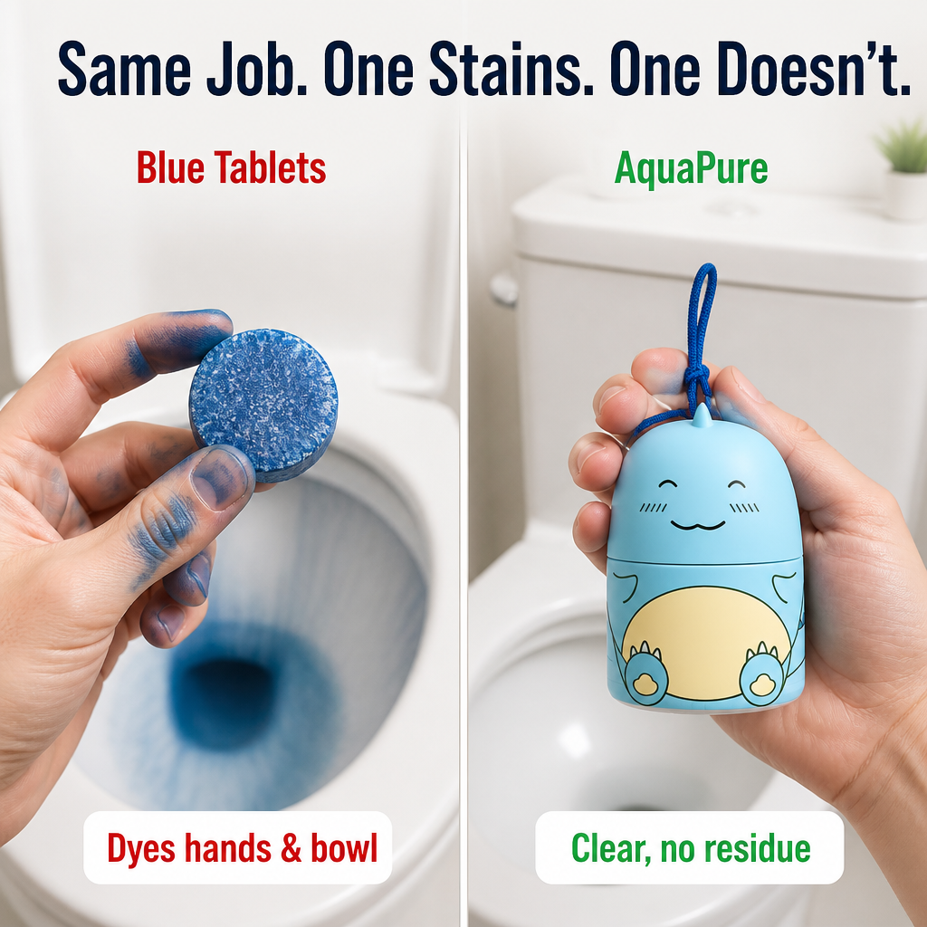 AquaPure™ — Cleans Every Flush for 60 Days, No Blue Stains, No Scrubbing