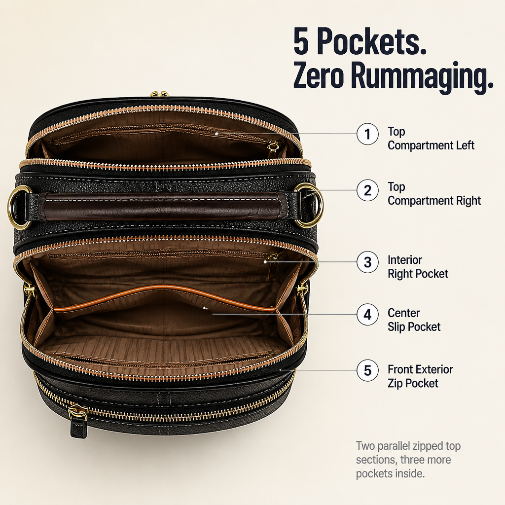 Lumevia™ — Find Every Essential In 5 Smart Pockets Without Digging