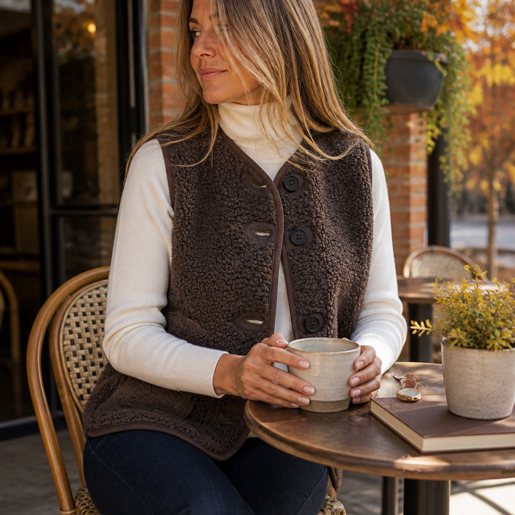 CloudWarm™ – Plush Sherpa Sleeveless Vest with Button Front