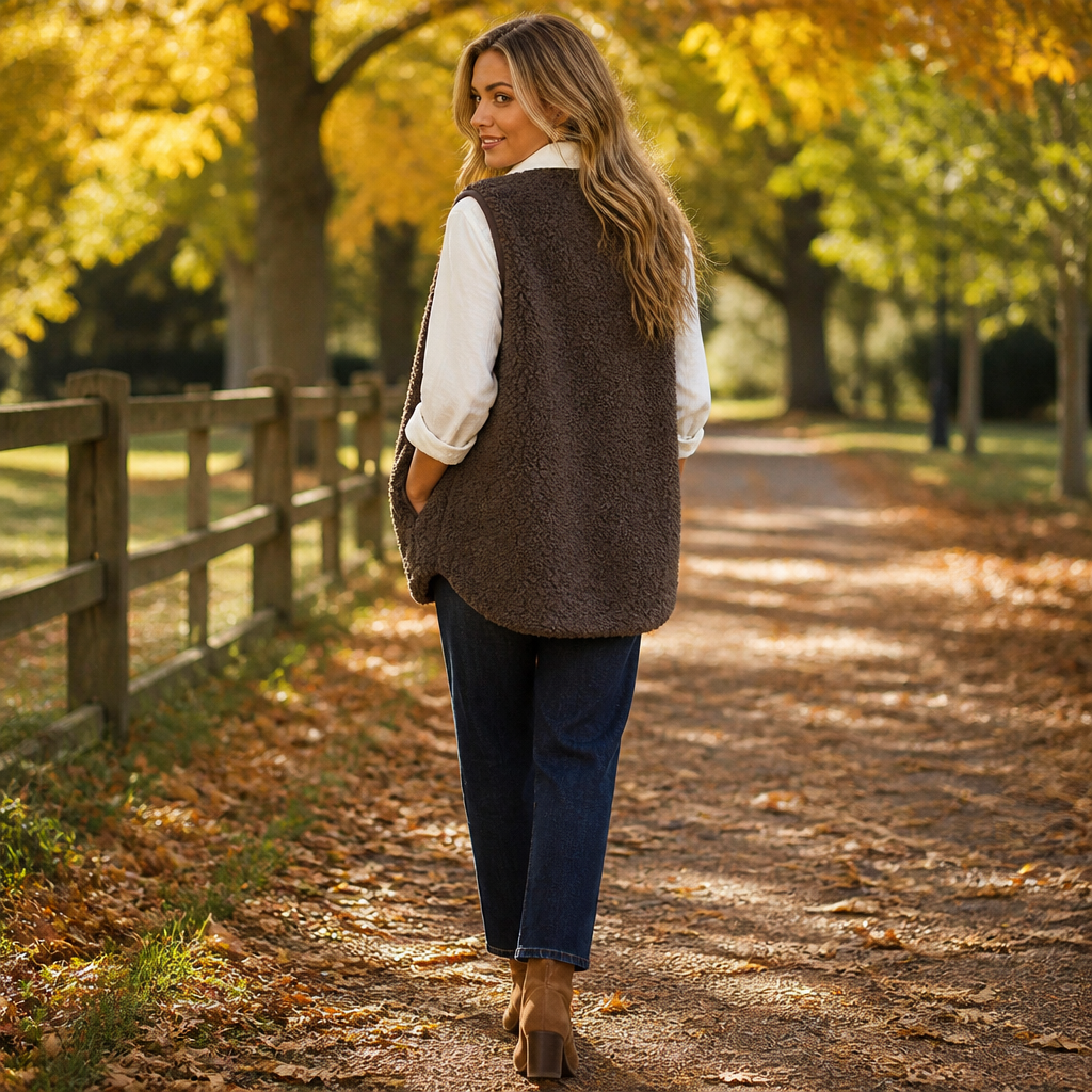 CloudWarm™ – Plush Sherpa Sleeveless Vest with Button Front