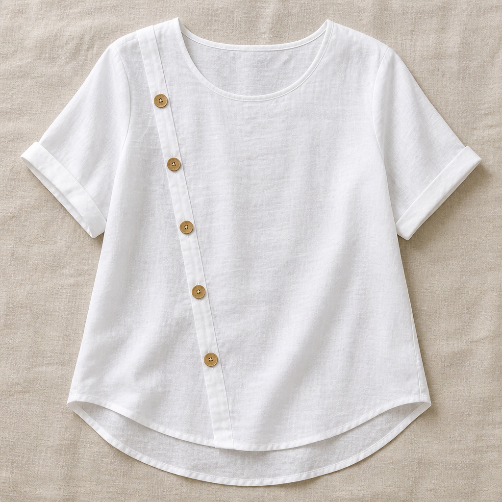 LumeaLuxe™ – Relaxed Cotton Blouse with Side-Button Detail