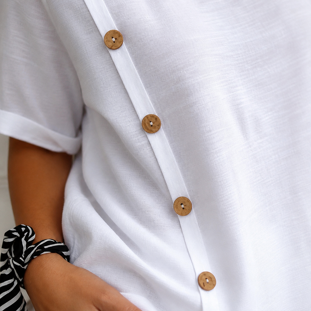 LumeaLuxe™ – Relaxed Cotton Blouse with Side-Button Detail