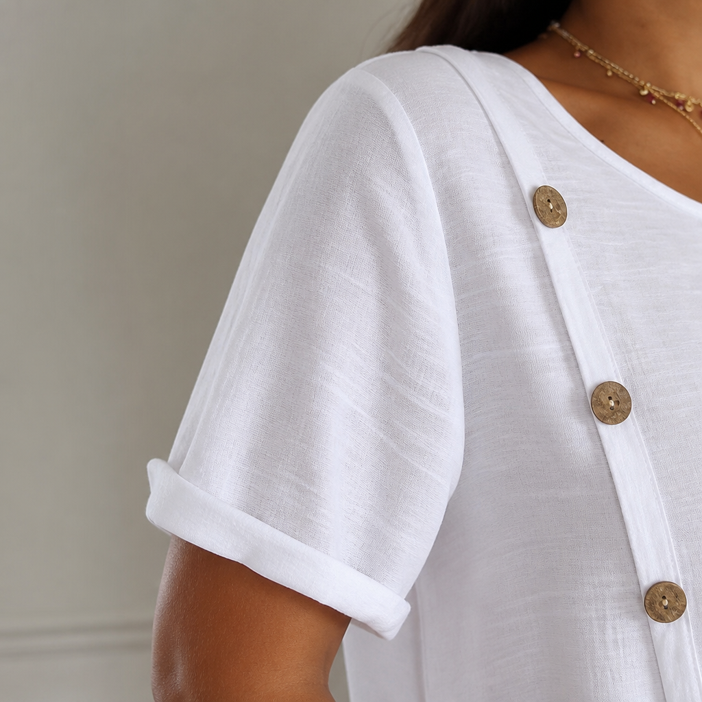 LumeaLuxe™ – Relaxed Cotton Blouse with Side-Button Detail