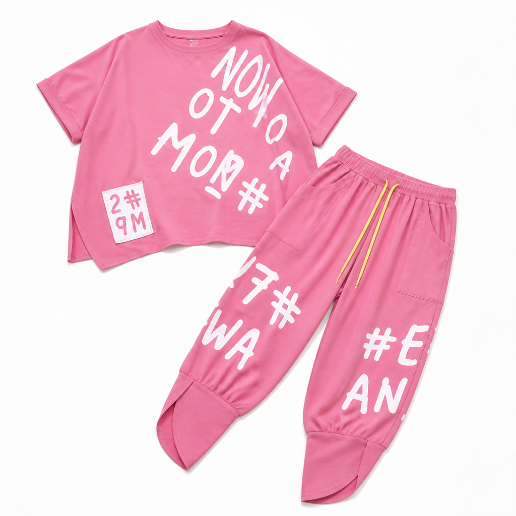 Brixa™ – Oversized Graffiti Print Lounge Two-Piece Set