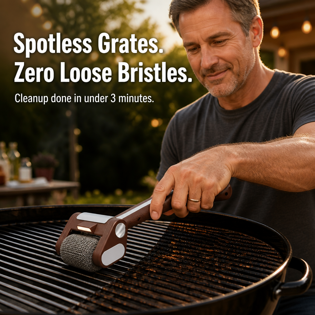 GrillGleam™ — Scrape Off Burnt-On Grease in Seconds Without a Single Loose Bristle