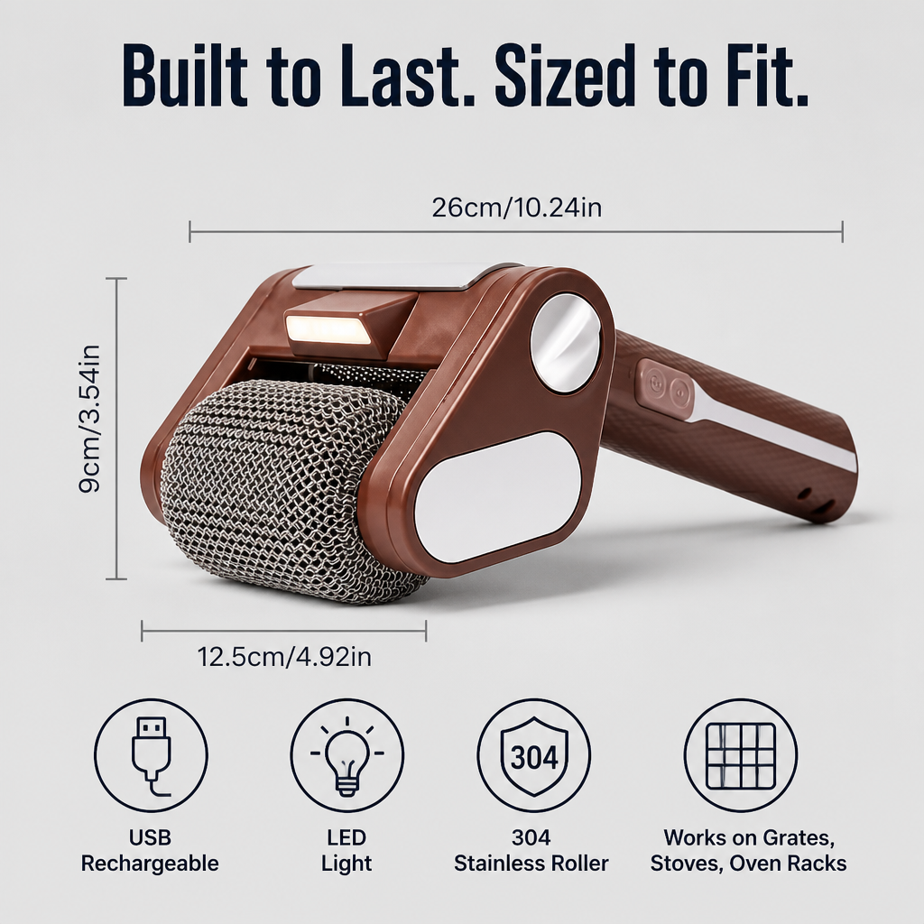 GrillGleam™ — Scrape Off Burnt-On Grease in Seconds Without a Single Loose Bristle
