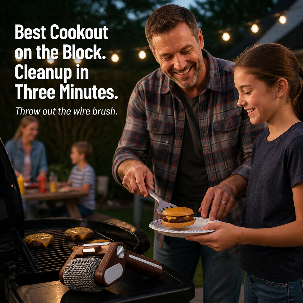 GrillGleam™ — Scrape Off Burnt-On Grease in Seconds Without a Single Loose Bristle