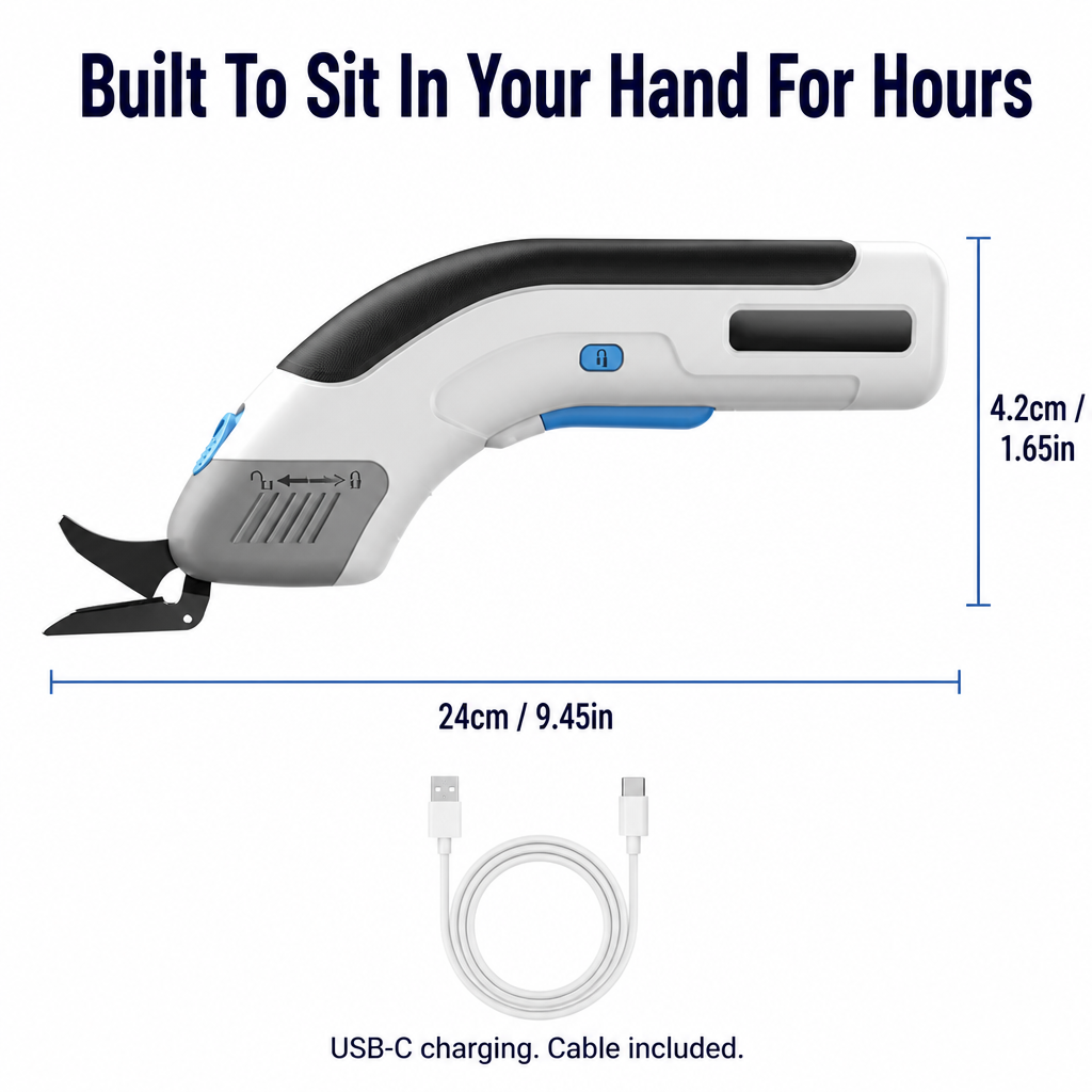 LuminaShear™ — Glide Through Fabric, Leather & Cardboard Without Hand Fatigue