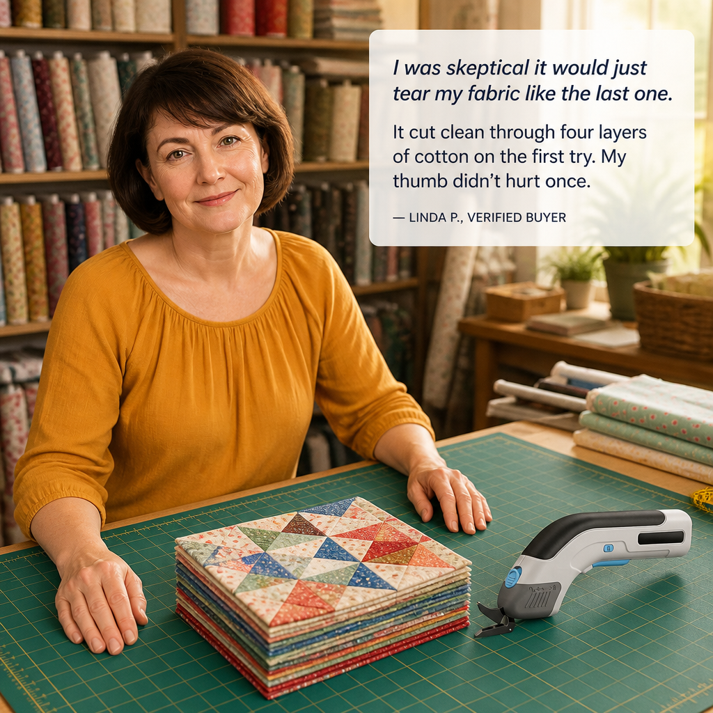LuminaShear™ — Glide Through Fabric, Leather & Cardboard Without Hand Fatigue