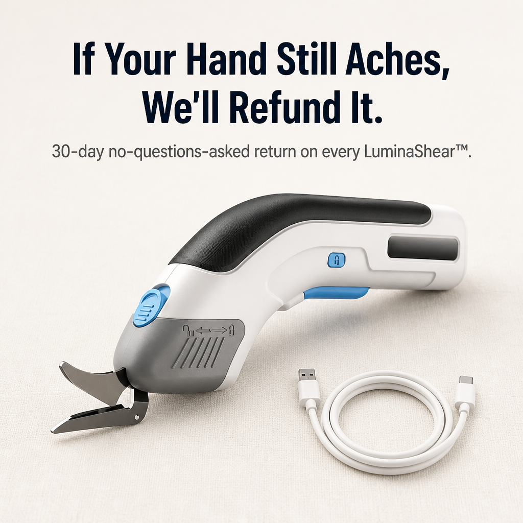 LuminaShear™ — Glide Through Fabric, Leather & Cardboard Without Hand Fatigue