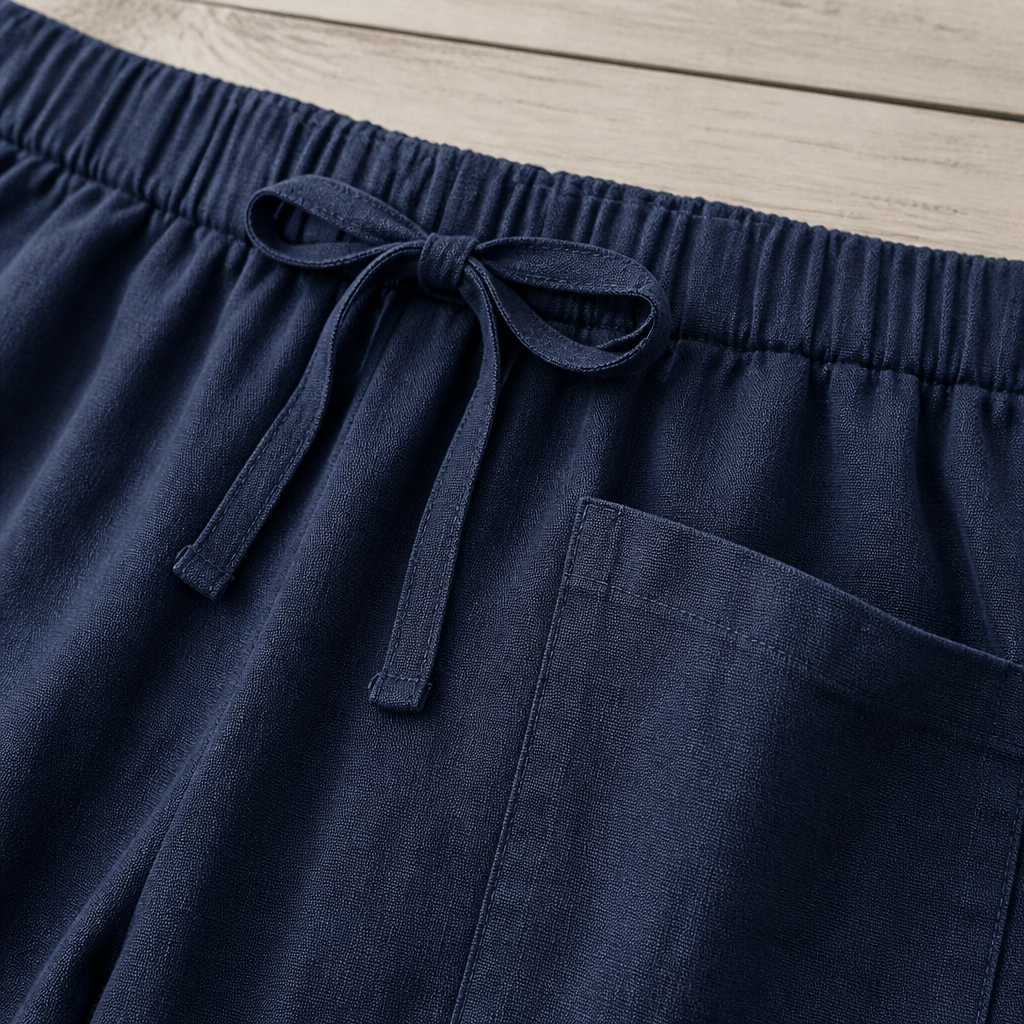 LunaEase™ – Soft Cotton-Linen Cropped Pants with Button-Cuff Hem