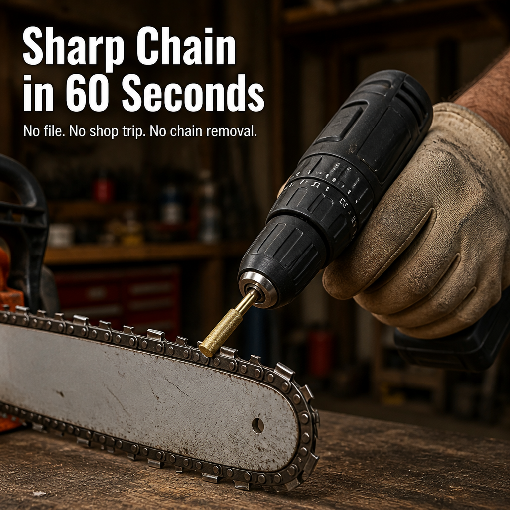 EdgePulse™ — Sharpen Any Chainsaw in 60 Seconds Right on the Bar