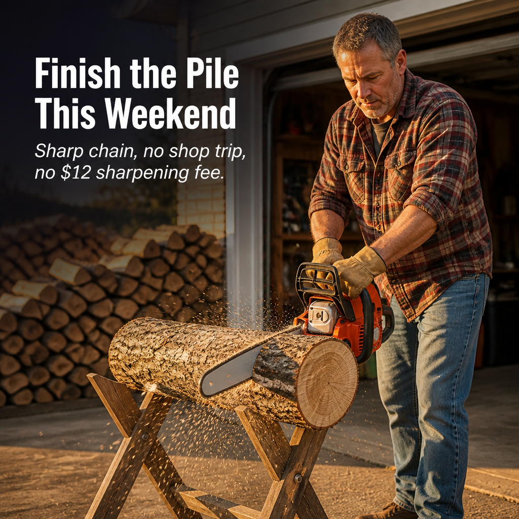 EdgePulse™ — Sharpen Any Chainsaw in 60 Seconds Right on the Bar