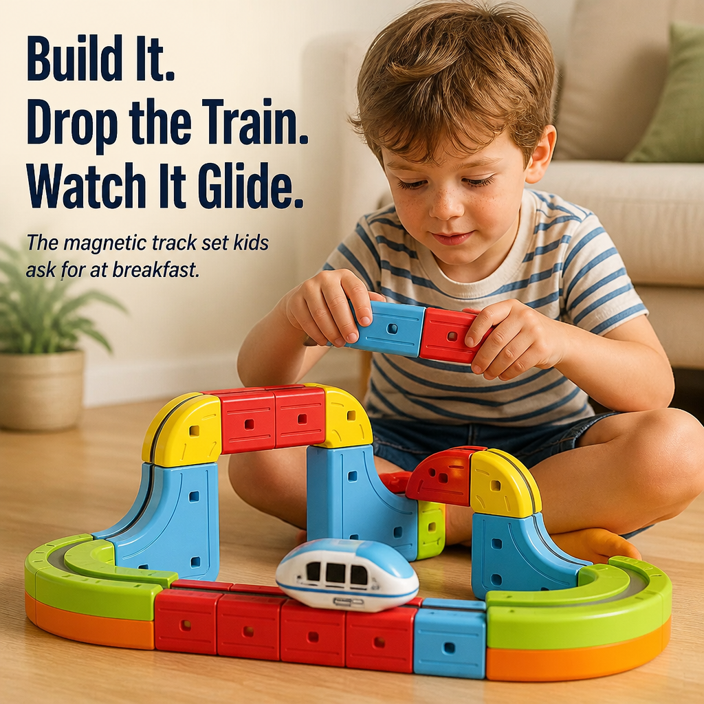 LuminaTrack™ — Snap Tracks Together and Send the Magnetic Train Gliding