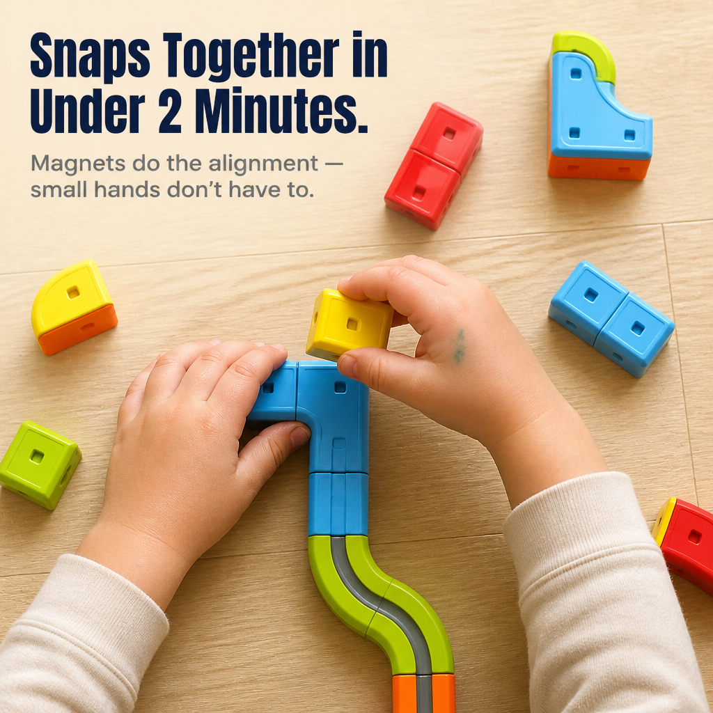 LuminaTrack™ — Snap Tracks Together and Send the Magnetic Train Gliding