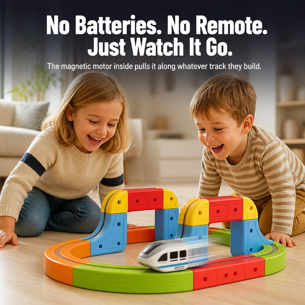 LuminaTrack™ — Snap Tracks Together and Send the Magnetic Train Gliding