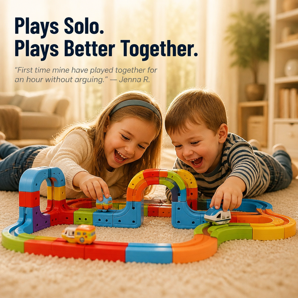 LuminaTrack™ — Snap Tracks Together and Send the Magnetic Train Gliding