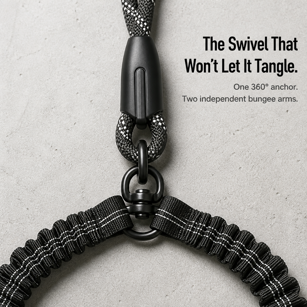 DuoStride™ — Walk Two Dogs Without Tangles, Jerks, or Wrist Strain