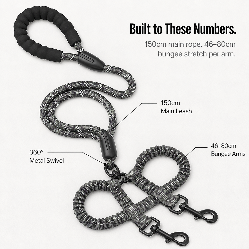 DuoStride™ — Walk Two Dogs Without Tangles, Jerks, or Wrist Strain