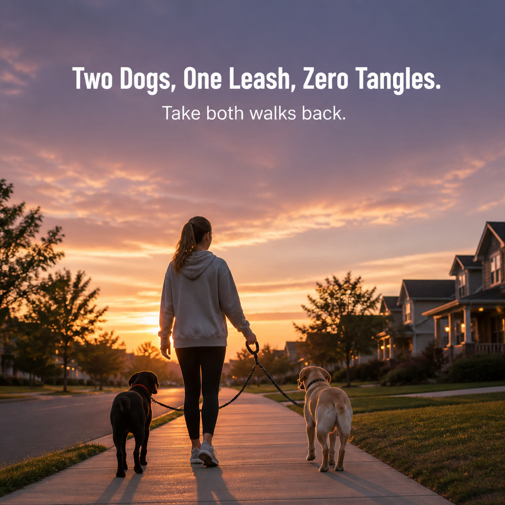 DuoStride™ — Walk Two Dogs Without Tangles, Jerks, or Wrist Strain