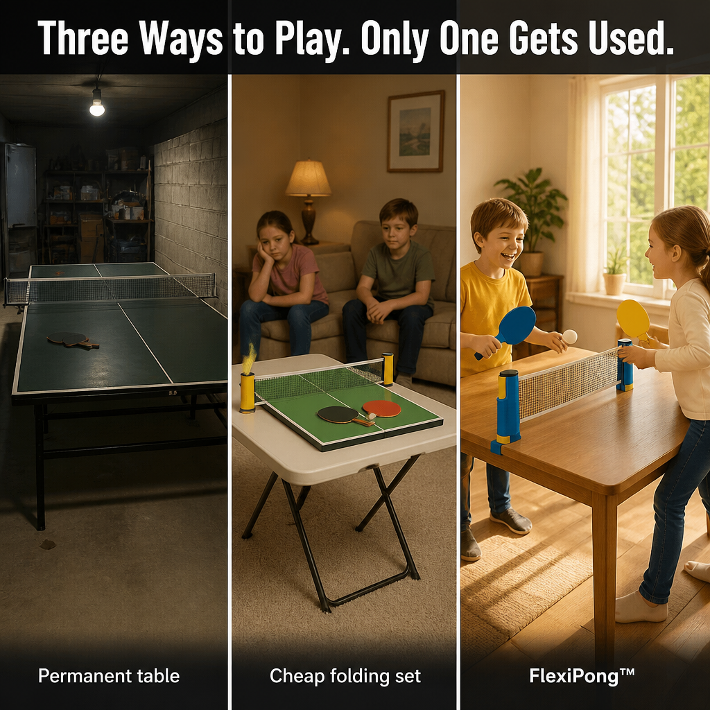FlexiPong™ — Turn Any Table Into a Ping Pong Court in 30 Seconds