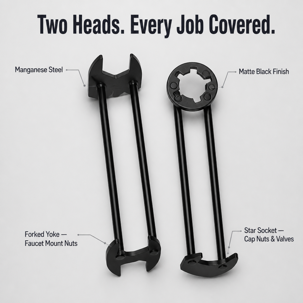 FlowMaster™ — Reach Stuck Faucet Nuts Without Yanking Out The Sink