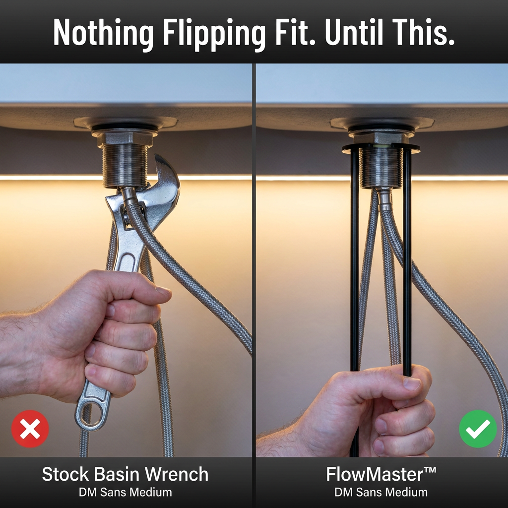 FlowMaster™ — Reach Stuck Faucet Nuts Without Yanking Out The Sink