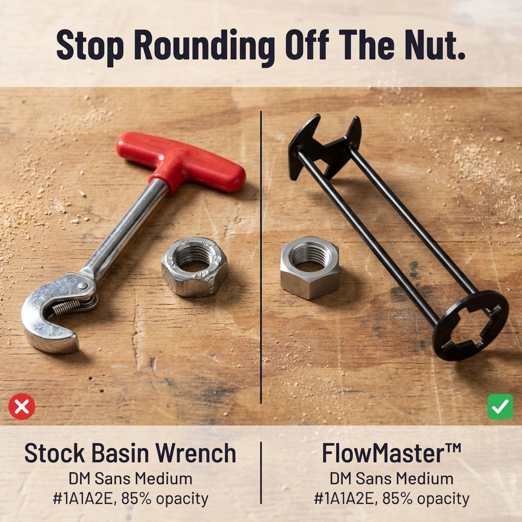 FlowMaster™ — Reach Stuck Faucet Nuts Without Yanking Out The Sink