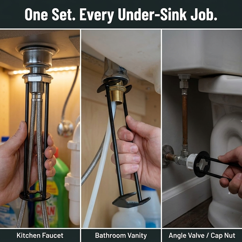 FlowMaster™ — Reach Stuck Faucet Nuts Without Yanking Out The Sink