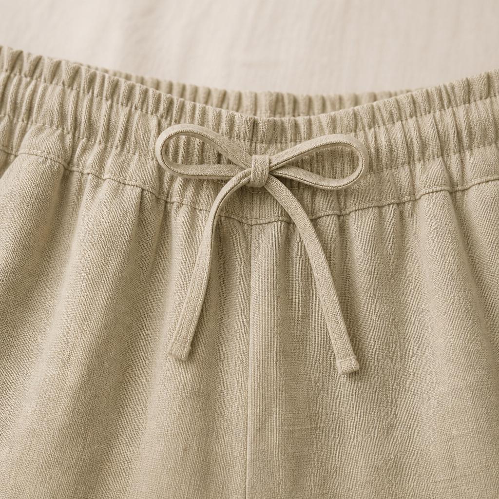 Flexiva™ – Relaxed Cotton-Linen Tapered Pants with Drawstring Waist