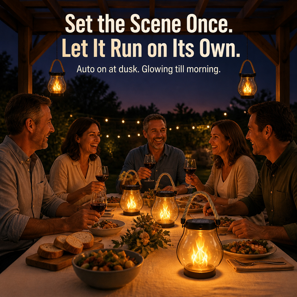 LumaFlare™ Solar Lantern — Light Any Patio With Real-Looking Flame Until Morning, No Wires