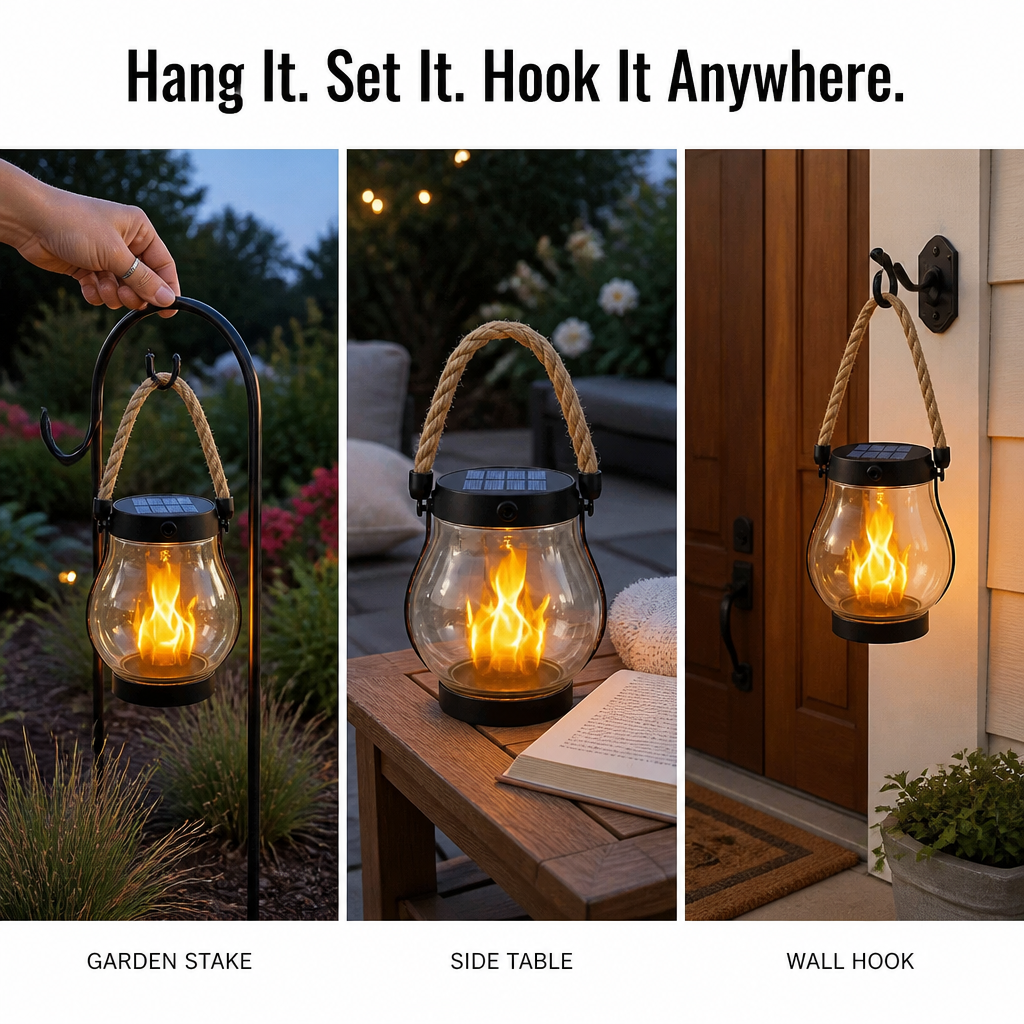LumaFlare™ Solar Lantern — Light Any Patio With Real-Looking Flame Until Morning, No Wires