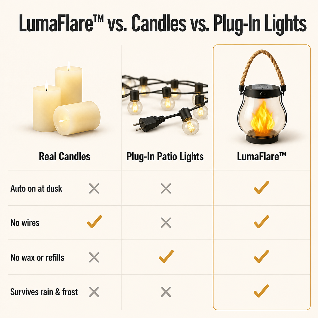 LumaFlare™ Solar Lantern — Light Any Patio With Real-Looking Flame Until Morning, No Wires