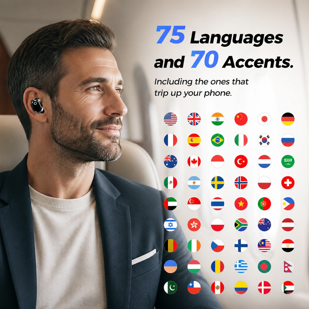 Linguara™ — Translate 75 Languages In Your Ear, No Phone Required