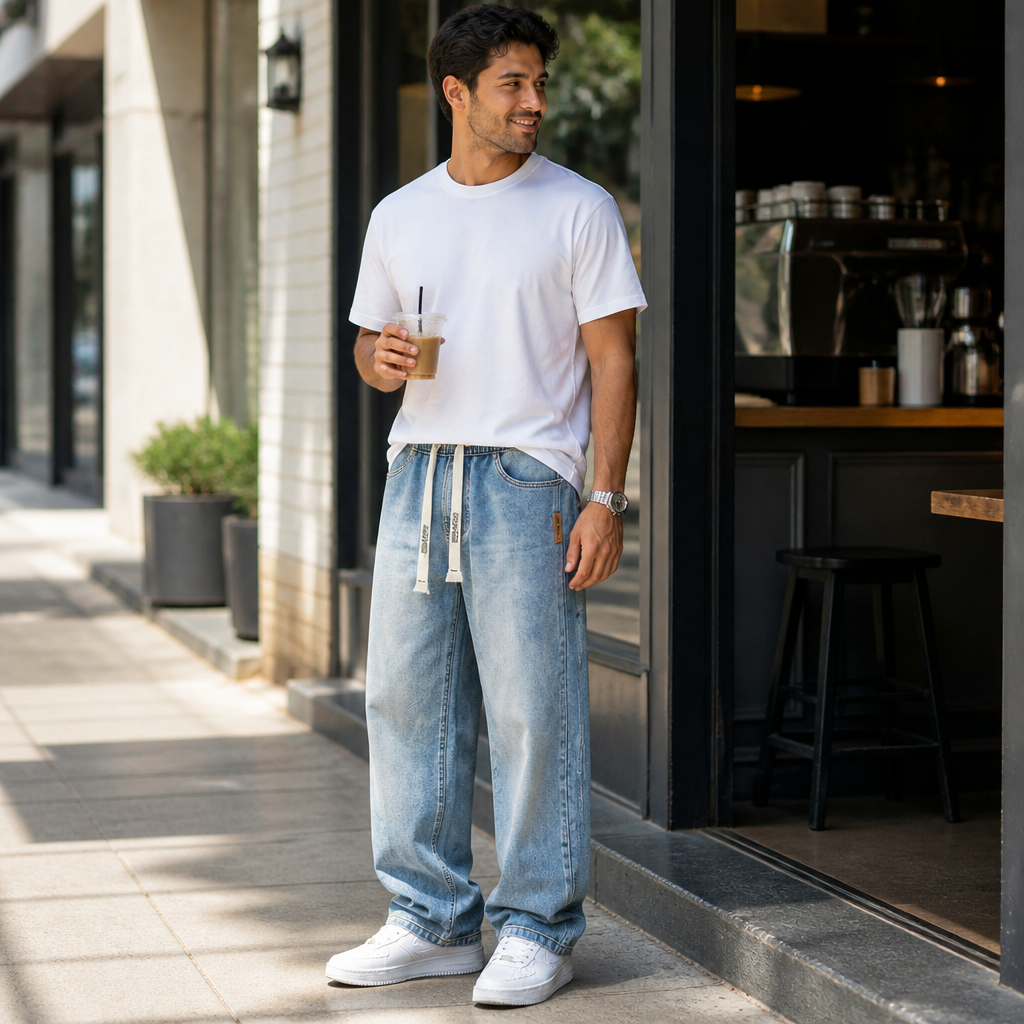 BrezeLane™ – Breathable Drawstring Loose Straight Summer Jeans