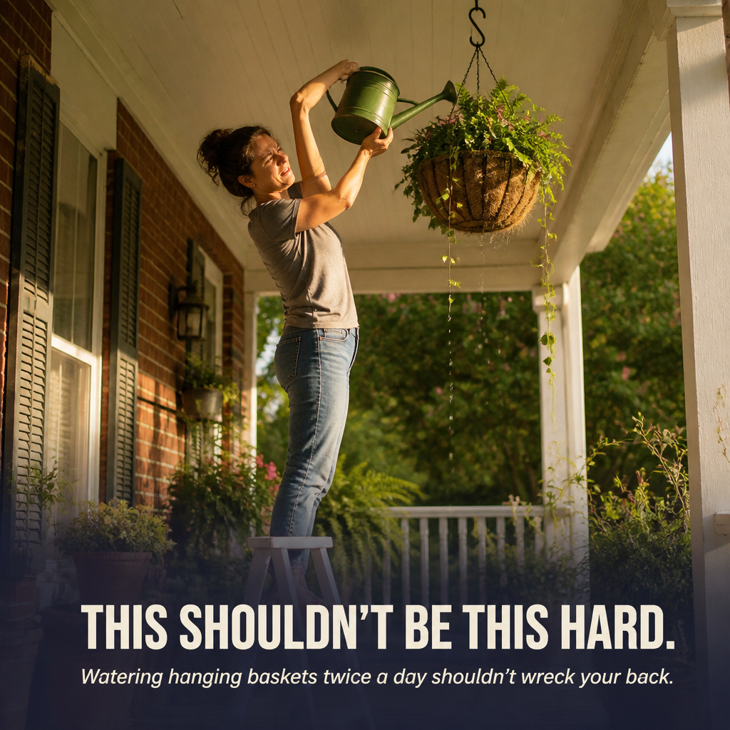 FlexiBloom™ — Lower Hanging Baskets For Easy Watering Without The Ladder