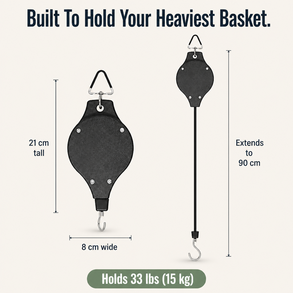 FlexiBloom™ — Lower Hanging Baskets For Easy Watering Without The Ladder