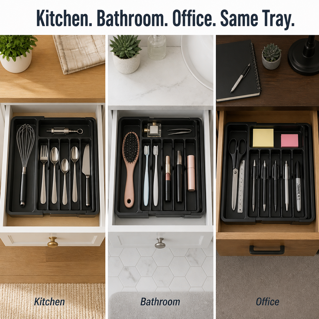 FlowGrid™ — Expand-to-Fit Drawer Organizer That Ends Cutlery Chaos for Good