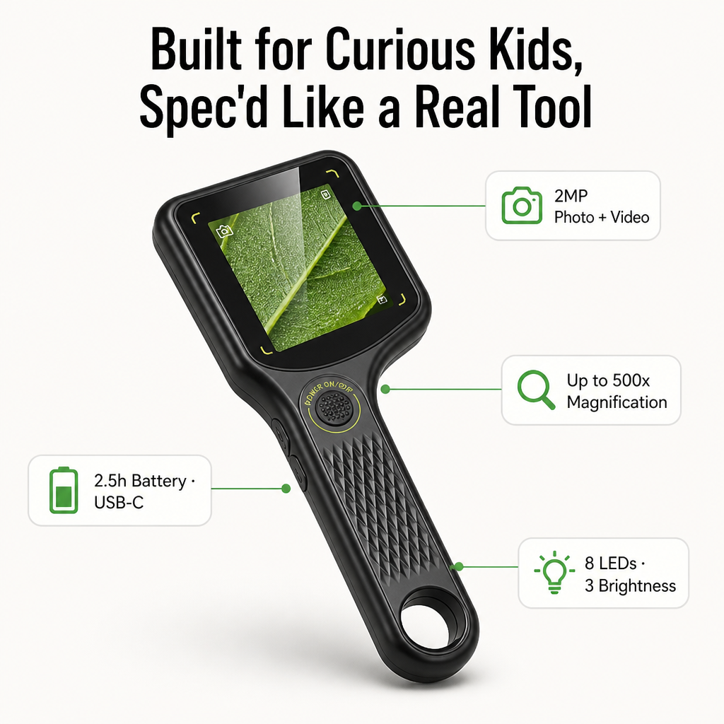 LuminaView™ — Show Curious Kids the 500x World Hiding Inside Every Leaf and Bug