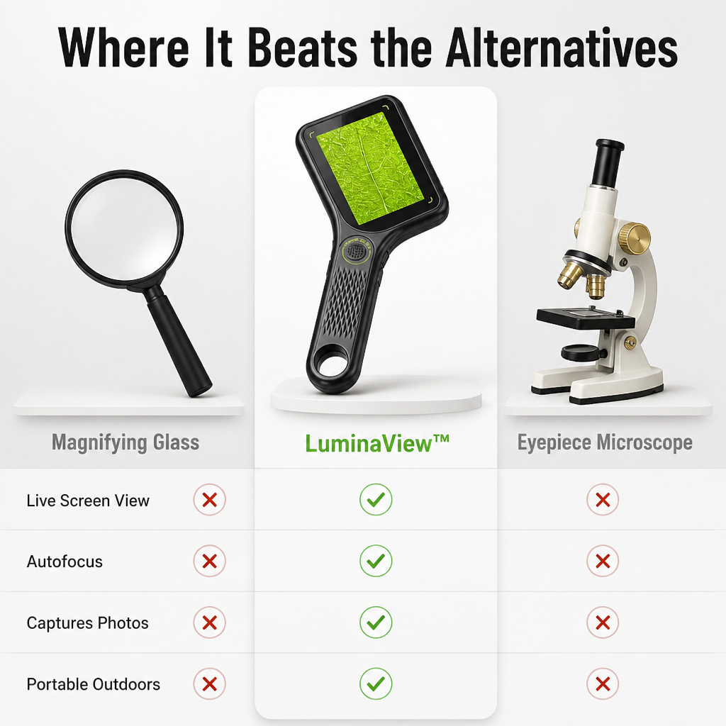 LuminaView™ — Show Curious Kids the 500x World Hiding Inside Every Leaf and Bug