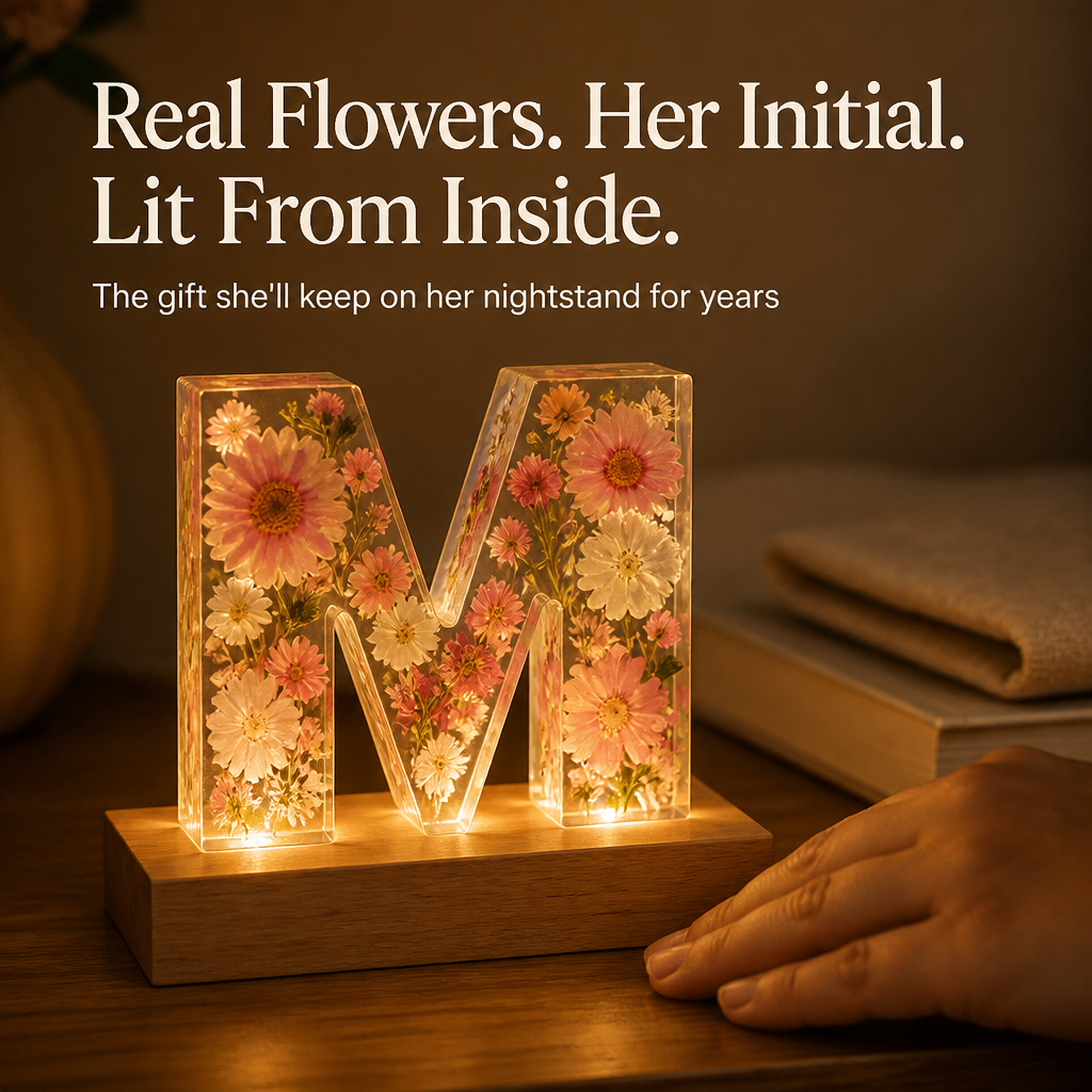 LumiFleur™ — Seal Real Dried Flowers Inside a Glowing Letter Made Just for Them