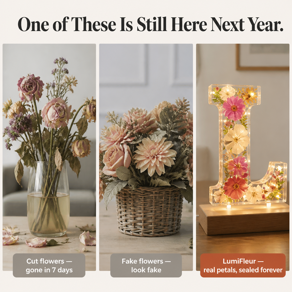 LumiFleur™ — Seal Real Dried Flowers Inside a Glowing Letter Made Just for Them