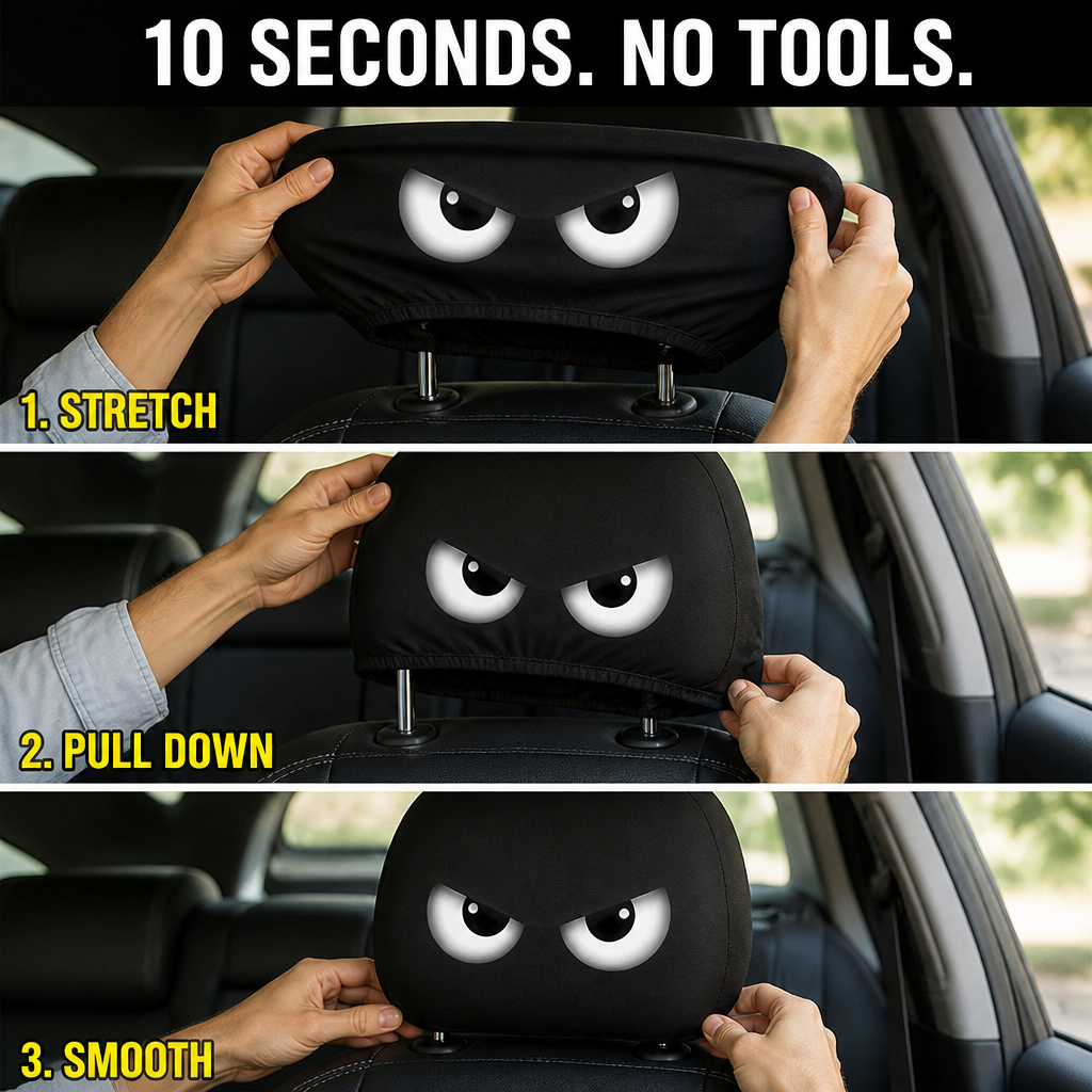 HappyCaps™ — Slip Cartoon Faces Onto Your Headrests and Make Strangers Stare