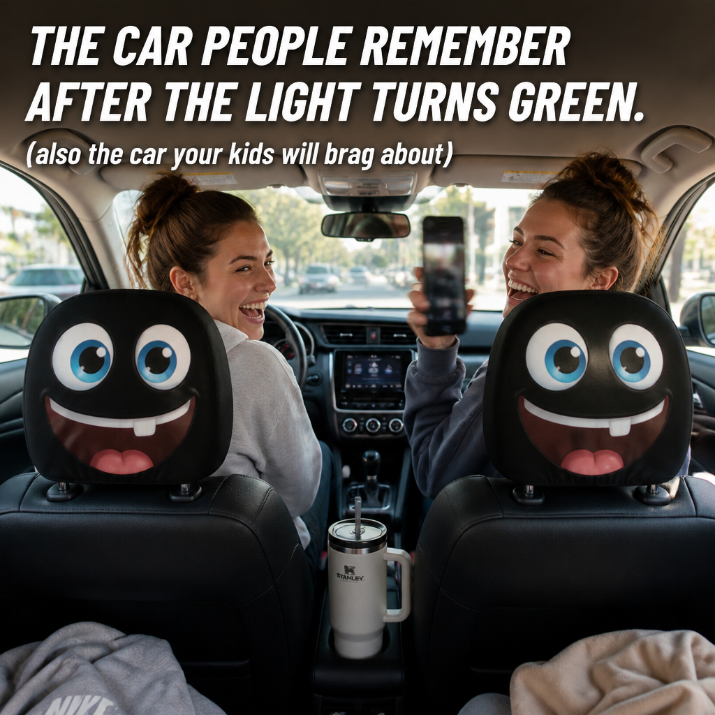 HappyCaps™ — Slip Cartoon Faces Onto Your Headrests and Make Strangers Stare