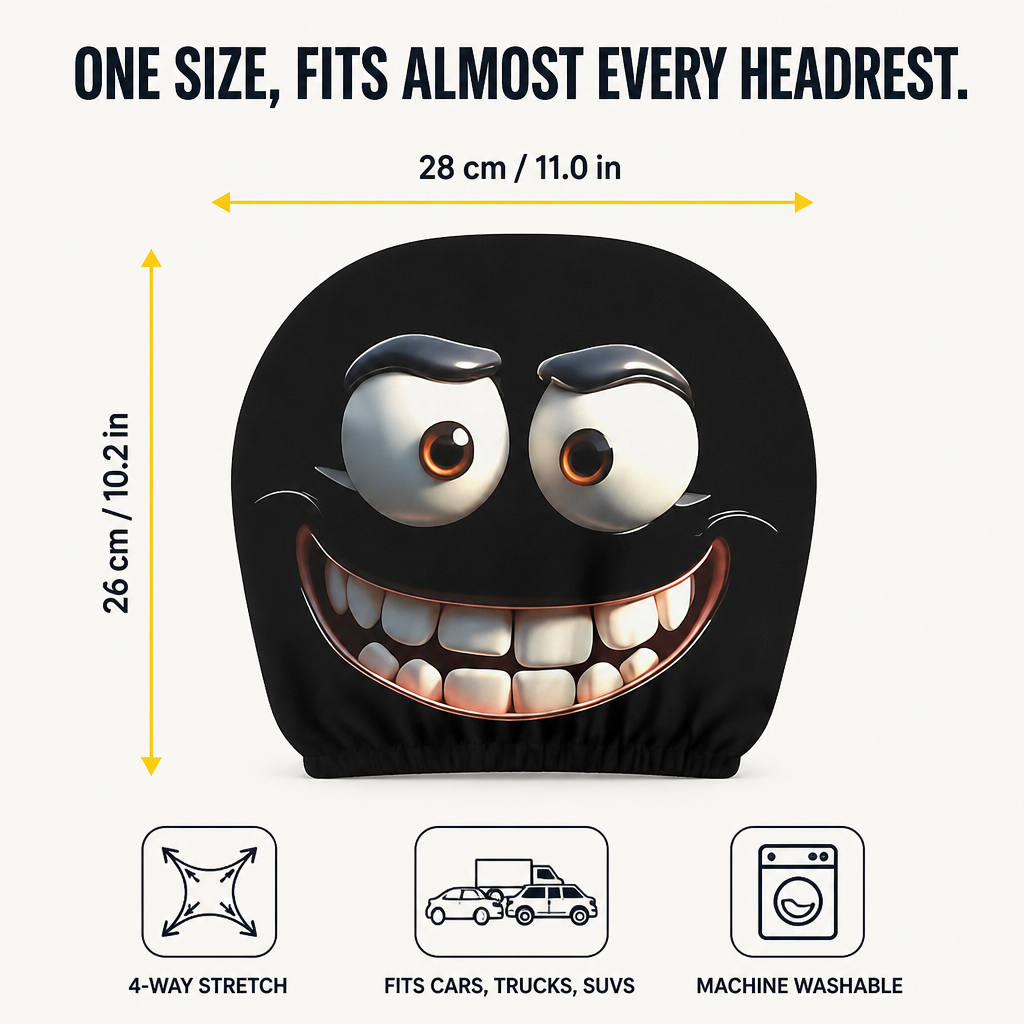 HappyCaps™ — Slip Cartoon Faces Onto Your Headrests and Make Strangers Stare