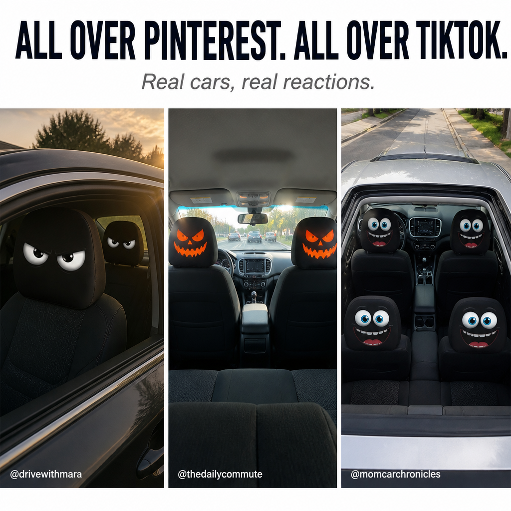 HappyCaps™ — Slip Cartoon Faces Onto Your Headrests and Make Strangers Stare