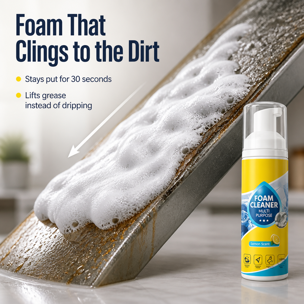 FoamLift™ — Spray, Wait 30 Seconds & Wipe Grease Off Any Surface